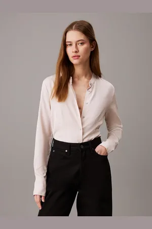 Calvin Klein Viscose Twill Collarless Shirt