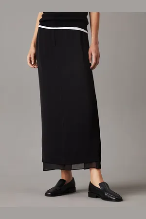 Calvin Klein Sheer Panel Ankle Skirt