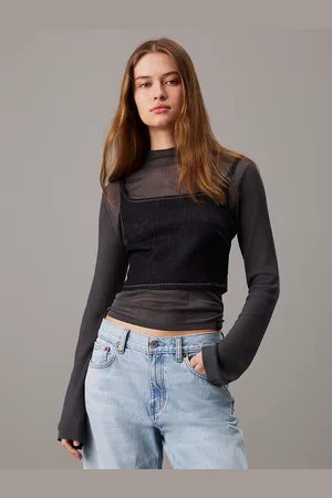Calvin Klein Sheer Knit Long Sleeve Top