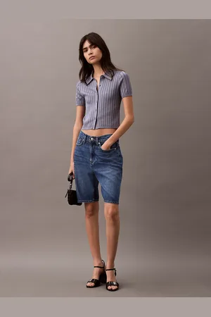 Calvin Klein Smooth Knit Cropped Polo Top