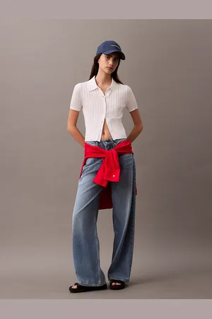 Calvin Klein Smooth Knit Cropped Polo Top