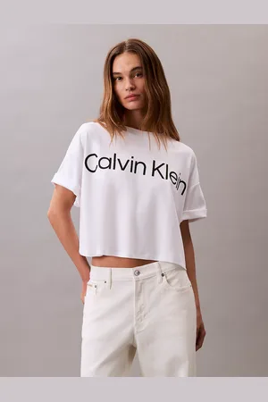 Calvin Klein Logo Graphic Boxy Cropped T-Shirt