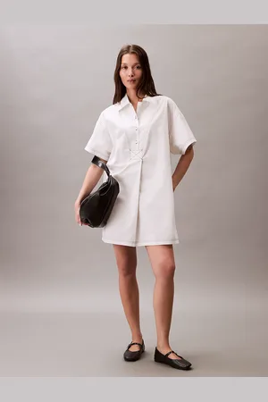 Calvin Klein Cotton Twill Mini Shirt Dress