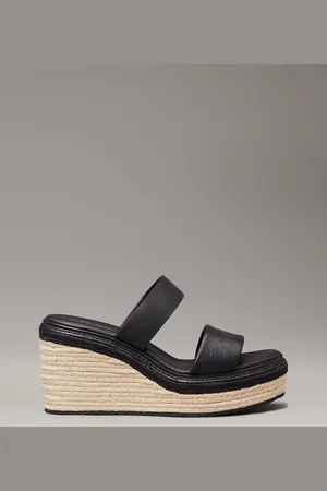 Calvin Klein Leather Espadrille Wedge Sandals
