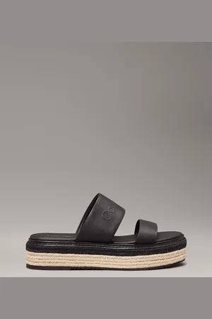 Calvin Klein Leather Platform Espadrille Sandals