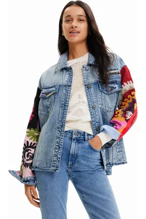 Desigual Mulher Camisas Casual - Camisa comprida de ganga trucker bordados - BLUE - M