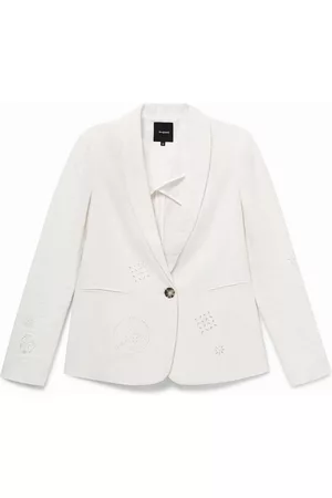 Desigual Mulher Blazer estampado - Blazer estampado floral Arty - WHITE - 36