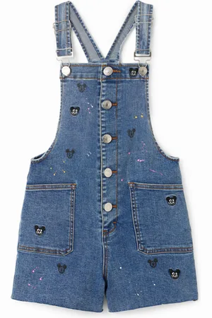 Desigual Jardineiras curtas de ganga Mickey Mouse