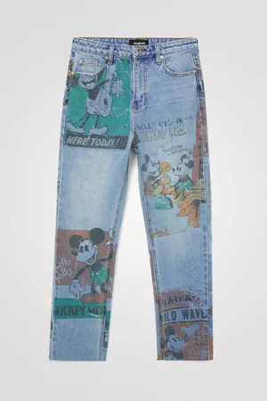 Desigual Calças de ganga straight cropped Mickey Mouse