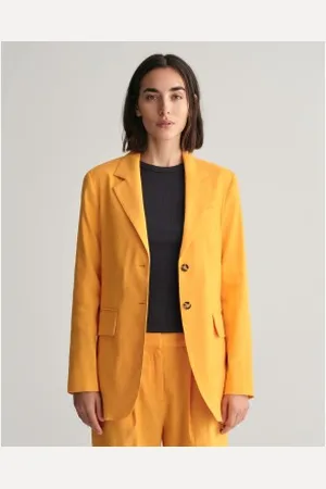 GANT Para mulher. 4770200 Blazer de corte regular em linho elástico (36), Casual, Sapatos de Festa, Clássico, Manga comprida