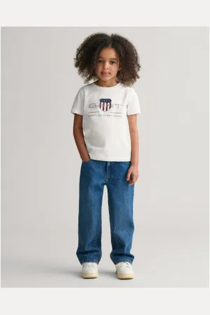 GANT Unisex para criança. 810308 Calças de ganga de corte descontraído azuis (5/6años= 110/116cm), , Casual, Algodão, moda infantil