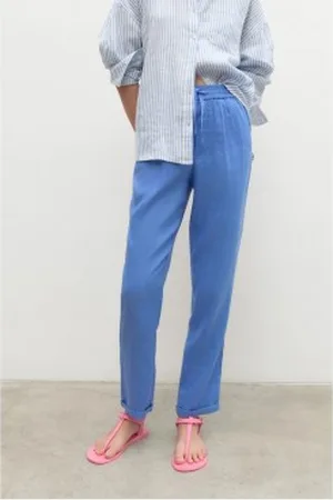 ECOALF Para mulher. GAPAINDO00710WS23-407 Calças de interior azul (L), Casual, Linho, Sustentável