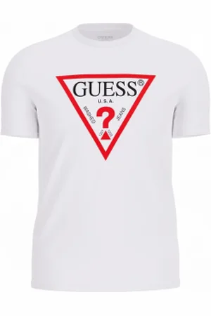 Guess Para homem. M2YI71I3Z14 T-shirt branca com logótipo triangular (S), , Casual, Algodão, Manga curta
