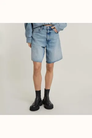 G-Star Para mulher. D24370-D436-G671 Bermudas Barrel Loose (26), Casual, Algodão, Denim