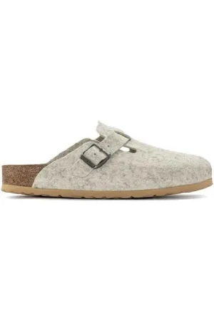 Birkenstock Para homem. 1023143 Socas Boston Wool em pele cinzenta (44), Couro, Plano, Nenhum, Casual