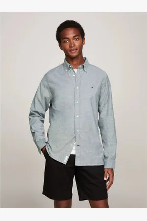 Tommy Hilfiger Para homem. MW0MW25037 Coleção 1985 Camisa TH Flex escuro (M), Casual, Sapatos de Festa, Manga comprida, Algodão orgânic