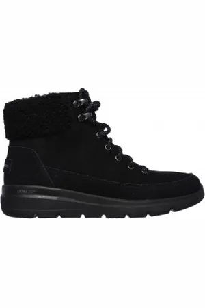 Skechers Para mulher. 16677 On-the-GO Glacial Ultra Leather Ankle Boots - Woodlands Black (35), Couro, , Plano, 1 a 3cm, Cordão, Casual