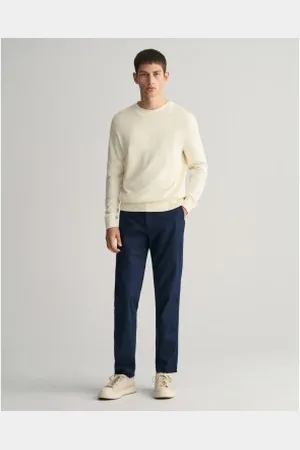 GANT Para homem. 1505280 Calças desportivas chino de corte justo azul-marinho (32/34), Casual, Algodão