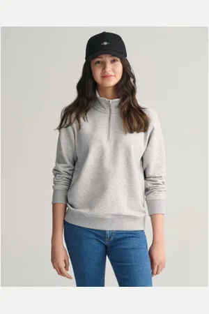 GANT Unisex para criança. 906895 Camisola com fecho de correr Shield cinzenta (15Años= 170cm), Casual, , Algodão, moda infantil