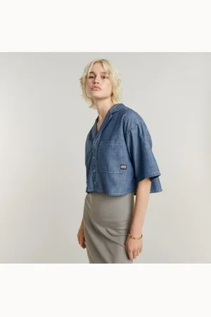 G-Star Para mulher. D24345-D558-082 Camisa Roamer (XS), Casual, Denim, Manga 3/4, Algodão orgânico, Sustentável