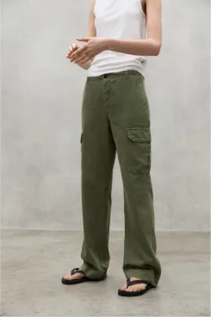 ECOALF Para mulher. MCWGAPAMARY00239S24-102 Calças verdes Mary (40), Casual, Linho