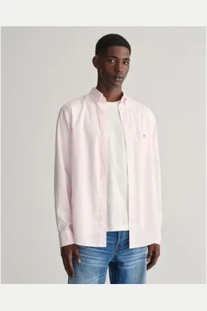 GANT Para homem. 3000130 Camisa Regular Fit camisa de popelina às riscas cor-de- (S), Casual, Algodão, Clássico, Manga comprida