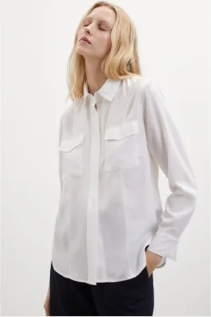 ECOALF Para mulher. GASREMMAA0344WW23-001 Camisa Emma branca (XL), , Casual, Manga comprida, Lyocell