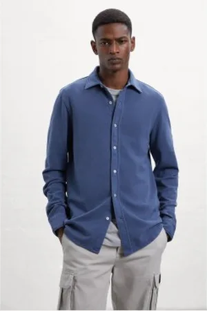 ECOALF Para homem. GASRGOTHA0820MW23-510 Camisa Gotham blue Indigo (L), , Casual, Manga comprida, Algodão orgânico, Sustentável, Algodão