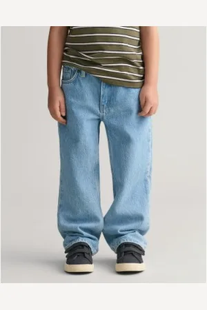GANT Unisex para criança. 810308 Calças de ganga de corte descontraído azuis (2años= 92cm), , Casual, Algodão, moda infantil