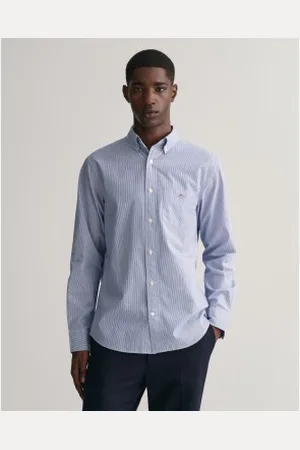 GANT Para homem. 3000140 Camisa Poplin Regular Fit Banker Stripe (S), Casual, Algodão, Manga comprida