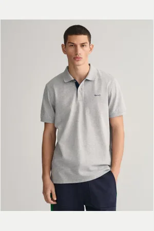 GANT Para homem. 2062026 Pólo em piqué cinzento contrastante (L), Casual, , Algodão, Manga curta