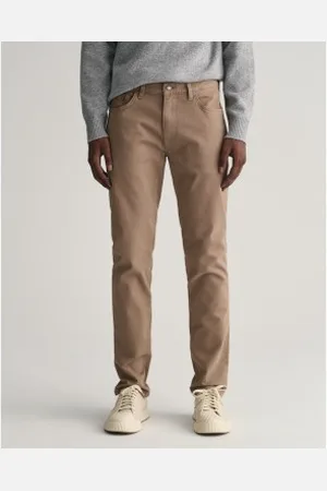 GANT Para homem. 1000262 Calças de ganga de corte justo castanhas Desert (30/32), Marrom, Casual, Algodão, Sustentável