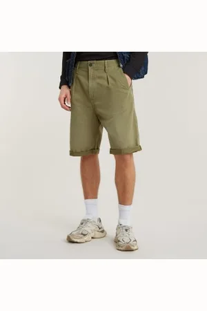 G-Star Para homem. D24544-C962-B212 Calções verdes Chino plissados (28), Casual, Algodão