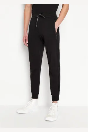 Armani Exchange Para homem. 8NZP73ZJKRZ1200 Calças jogger de pelúcia pretas (S), , Casual, Esportivo, Algodão