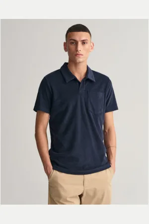 GANT Para homem. 2063014 Pólo em piqué azul-marinho Terry Cloth (L), Casual, Algodão, Clássico, Manga curta