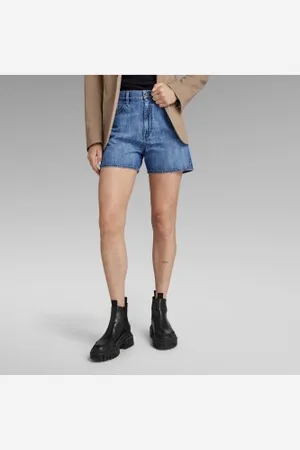 G-Star Para mulher. D24382-D536-G326 Curto Alto Limpo Borda (26), Casual, Algodão, Denim, Sustentável
