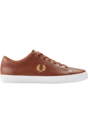 Fred Perry Para homem. B7311-C55 Ténis Baseline castanho (40), Marrom, Plano, Cordão, Casual