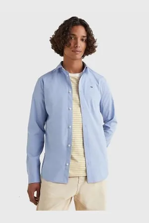 Tommy Hilfiger Para homem. DM0DM04405 Camisa Popeln Original Alfazema Esticada (S), Casual, Algodão, Manga comprida