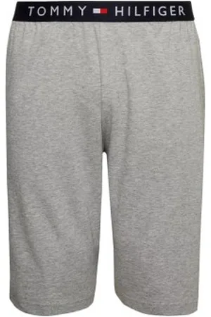 Tommy Hilfiger Para homem. UM0UM03080 Calções de malha com logótipo cinzento (S), Homewear, , Algodão, Sustentável