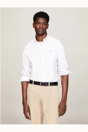 Tommy Hilfiger Para homem. MW0MW25037 Coleção 1985 Camisa TH Flex branca (S), , Casual, Sapatos de Festa, Manga comprida, Algodão orgâ