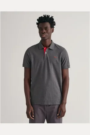GANT Para homem. 2062026 Pólo em piqué cinzento contrastante (L), Casual, , Algodão, Manga curta