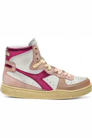 Diadora Para mulher. 201178889 Mi Basket Metal Tênis de couro de porco Usado rosa (36), Plano, Cordão, Casual