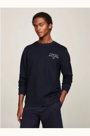 Tommy Hilfiger Para homem. UM0UM02878 Camisola TH Original com logótipo azul-marinho (L), Casual, Algodão, Manga comprida, Sustentável