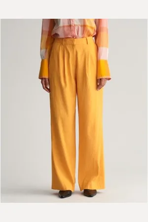 GANT Para mulher. 4150307 Calças de corte regular em linho elástico amarelop (36), Casual
