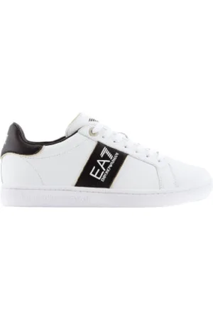 EA7 Unisex. X8X102_XK346 Sapatilhas clássicas em pele branca (43 1/3), Couro, , Plano, Cordão, Casual