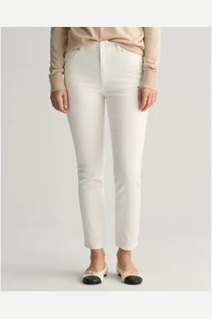 GANT Para mulher. 4100224 Calças de ganga de corte justo até ao tornozelo brancas (29), , Casual, Algodão