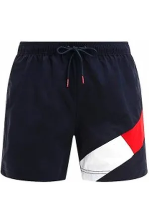 Tommy Hilfiger Para homem. UM0UM02048 Fato de banho de comprimento médio com padrão de blocos azul-marinho (L), Beachwear, Poliamida