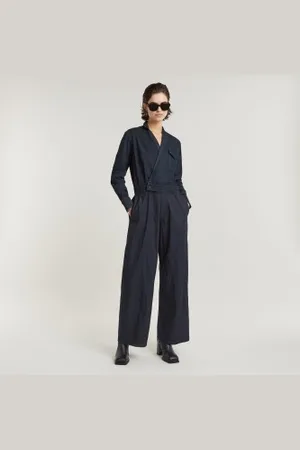 G-Star Para mulher. D25317-D777-G818 Macacão Tailored Wrap azul-marinho (XS), Casual, Algodão, Manga comprida, Sustentável