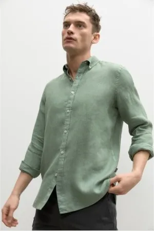 ECOALF Para homem. GASRMALIB0725MS23-112 Camisa Homem Malibualf (M), Casual, Verde, Linho, Manga comprida, Sustentável