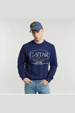 G-Star Para homem. D25100-D257-1305 Sweatshirt com gráfico de círculos azul-marinho (S), Casual, Algodão orgânico, Sustentável